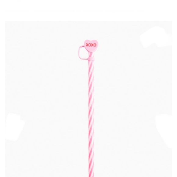 New with tags pink striped straw w pink XOXO straw topper 30-40 oz tumblers - Picture 2 of 3